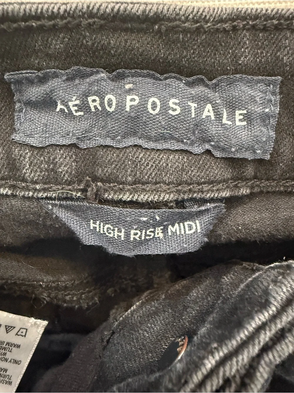 Aeropostale Black Distressed Cuffed Denim Shorts